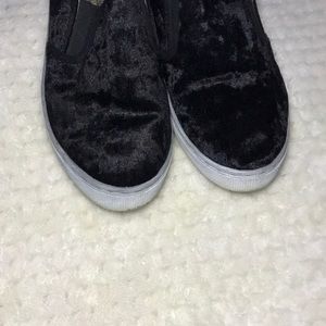Charles Albert black velvet slip on sneakers
